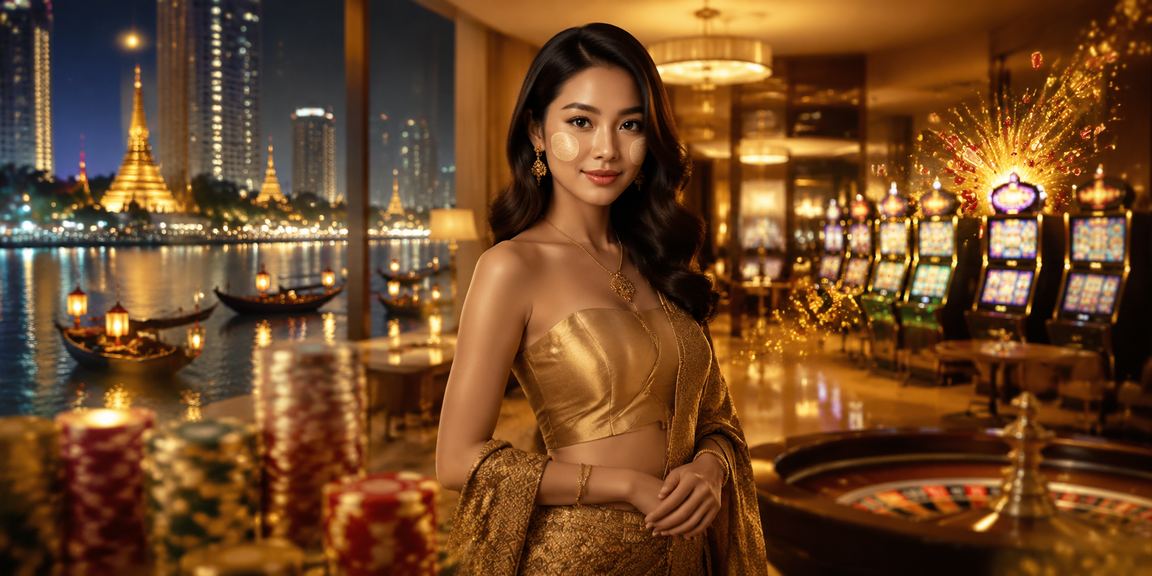 Inle ကန်ပတ်ဝန်းကျင်တွင် slot game ကစားနေသောပုံ
